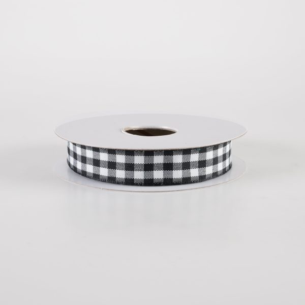 5 8  Classic Check Ribbon: Black & White (10 Yards) Fashion