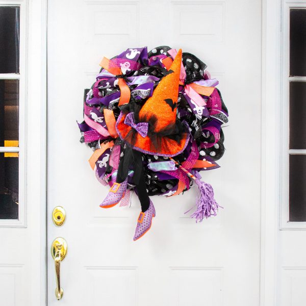 Witch Hat, Legs & Broom Wreath Accent Kit: Black, Orange & Purple For Cheap