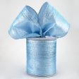 4  Vertical Metallic Stripe Ribbon: Ice Blue (10 Yards) Sale