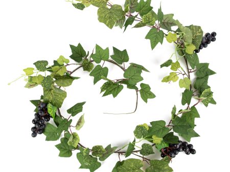 6  Grape Leaves & Clusters Garland: Purple For Sale