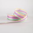 7 8  Pastel Rainbow Stripes White Sheer Woven Ribbon (10 Yards) Supply