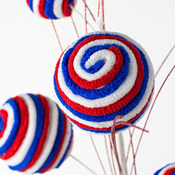 22  American Chenille Balls Spray: Red, White & Blue Fashion