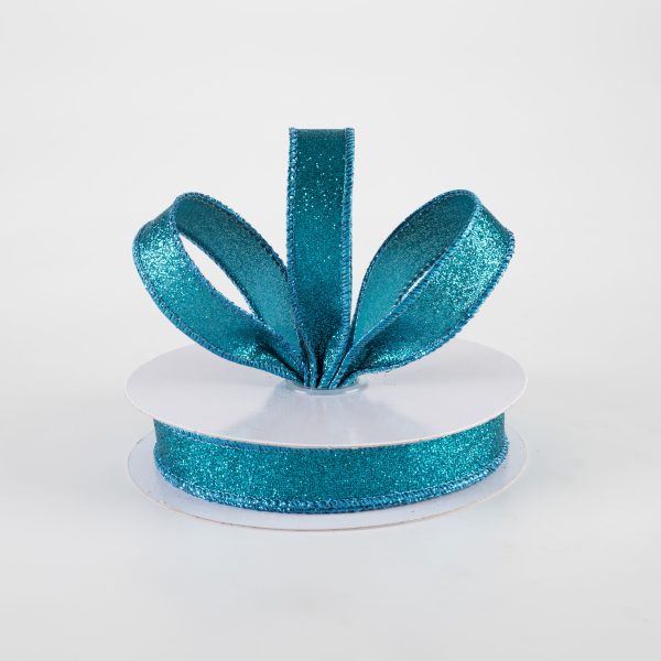 5 8  Shimmer Glitter Ribbon: Teal (10 Yards) Fashion