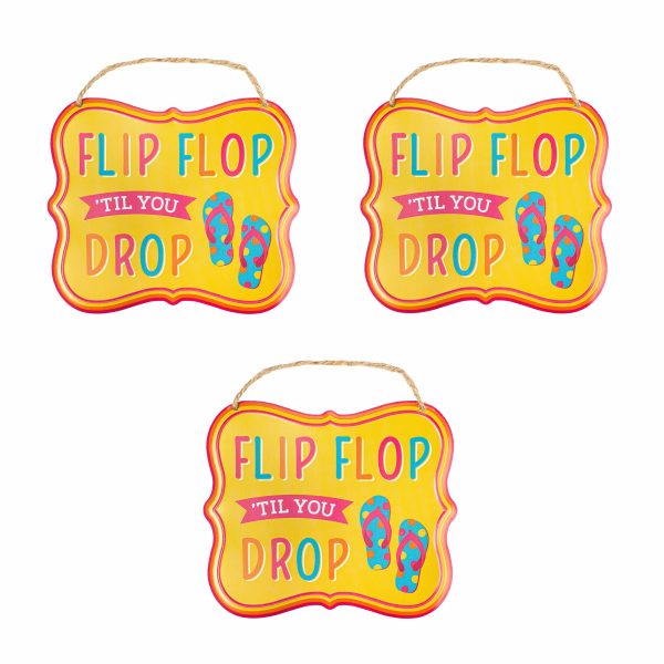 7  Embossed Flip Flop  Til You Drop Metal Signs (3) Cheap