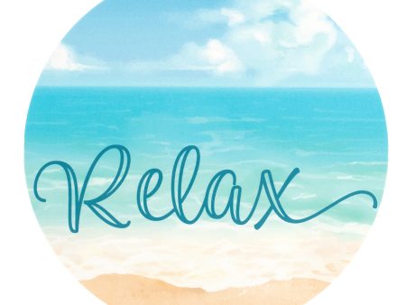 9.4  Round Waterproof Sign: Watercolor Beach Relax Cheap