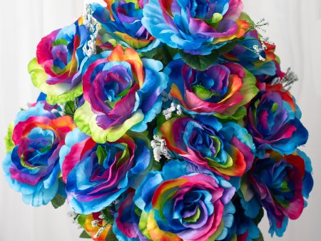 23  Satin Rose with Gypso: Rainbow Fashion