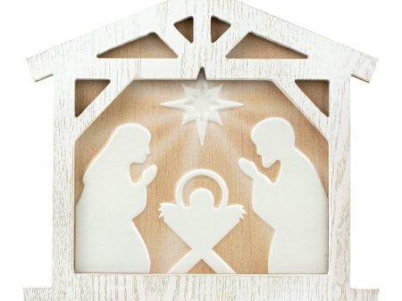 10  Metal & Wood Nativity Sign: White Cheap