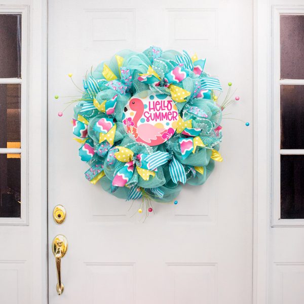 9.4  Round Waterproof Sign: Hello Summer Flamingo Sale