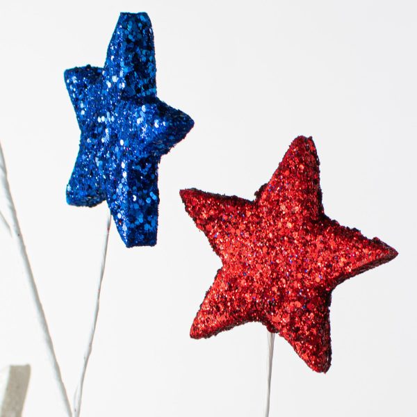 23  Glittered Star Spray: Red, White & Blue Online Sale