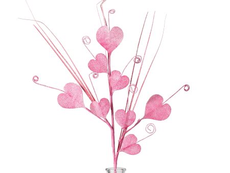 22  Glittered Hearts Spiral Spray: Pink Fashion