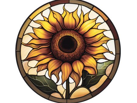 8.5  Round Waterproof Accent: Stained Glass Sunflower Online Sale