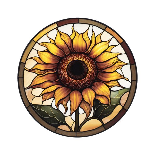 8.5  Round Waterproof Accent: Stained Glass Sunflower Online Sale