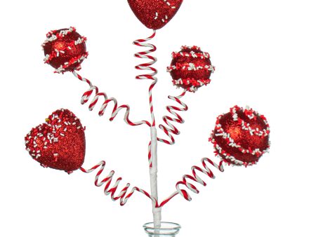 16  Cake Pop Heart Pick: Red For Discount