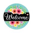 8  Metal Sign: Welcome with Flowers Discount