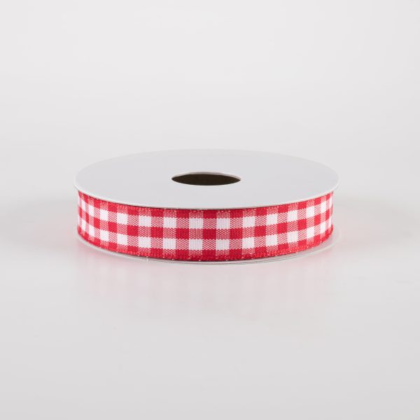 5 8  Classic Check Ribbon: Red & White (10 Yards) Cheap