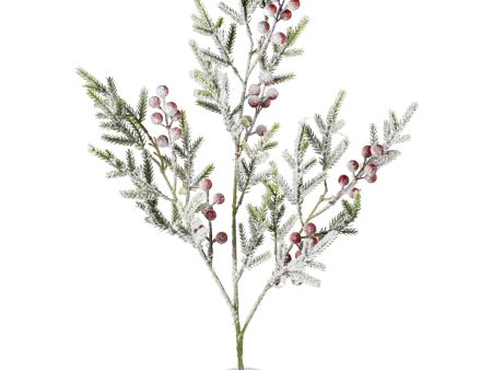 34  Snow Berry Pine Spray: Red, White, Green Hot on Sale