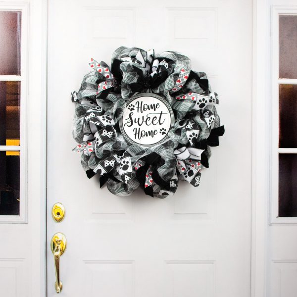 9.4  Round Waterproof Sign: Gingham Home Sweet Home Paws For Discount