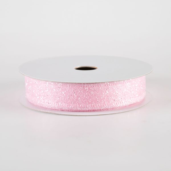 7 8  Candy Glittered Satin Ribbon: Light Pink (10 Yards) Cheap