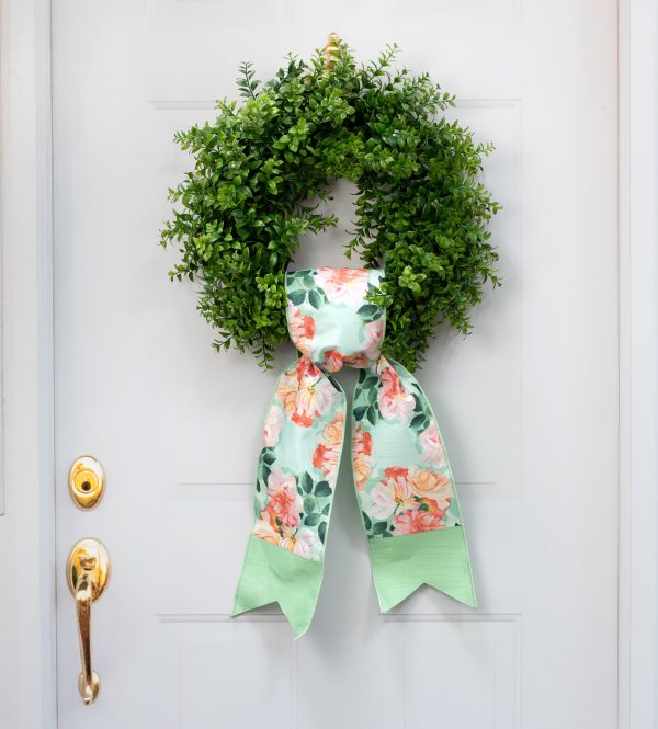 [D Stevens] 6  Dupioni Garden Roses Banner: Peach & Green Online