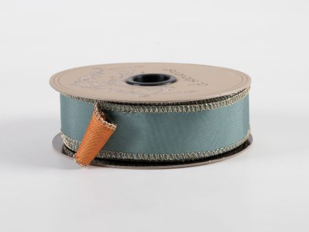 [D Stevens] 1  Taffeta Double Sided Ribbon: Orange & Celadon (10 Yards) Sale