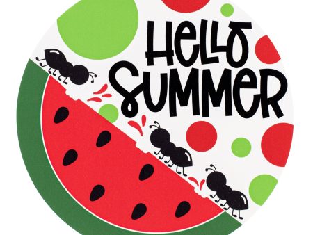 9.4  Round Waterproof Sign: Hello Summer Watermelon For Discount