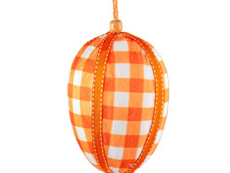 6  Gingham Egg Ornament: Orange Sale