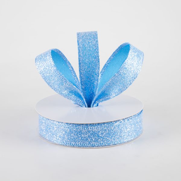 7 8  Candy Glittered Satin Ribbon: Turquoise Blue (10 Yards) Online now