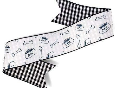 [D Stevens] 6  Dupioni Dog Bowl Check Backing Banner: Black & White on Sale