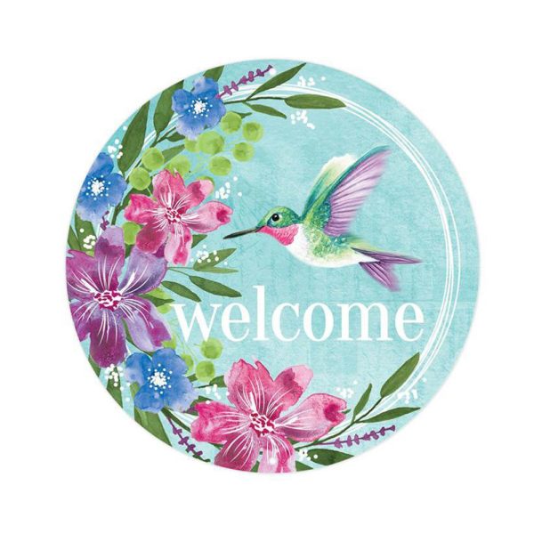 8  Metal Sign: Hummingbird with Florals Online now