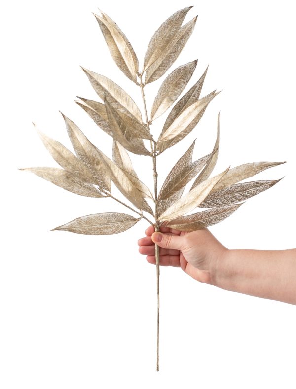 23  Metallic White Willow Leaf Spray: Champagne Fashion