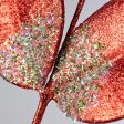 18  Glitter Magnolia Leaves Spray: Red For Discount