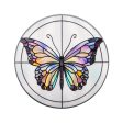 8.5  Round Waterproof Accent: Stained Glass Butterfly Lavender For Cheap