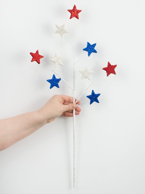 23  Glittered Star Spray: Red, White & Blue Online Sale