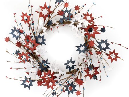 22  Fourth of July Wooden Cutout Star Wreath Supply