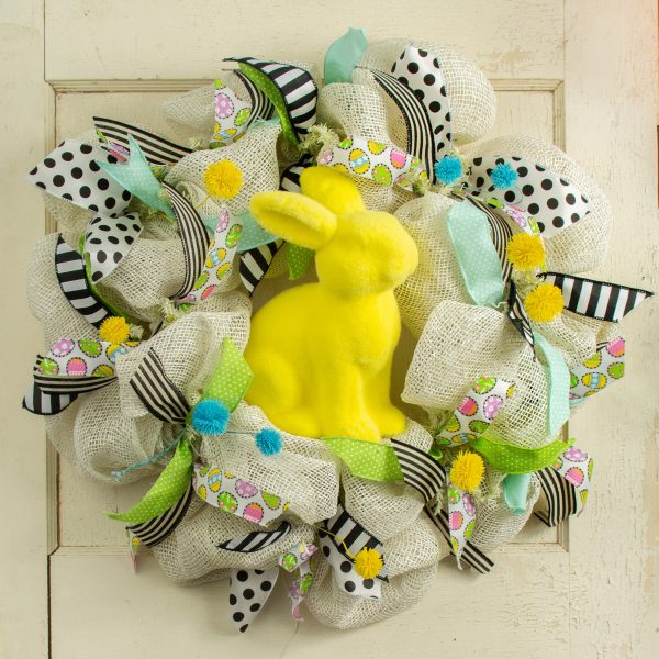 10  Flocked Sitting Rabbit: Yellow Sale