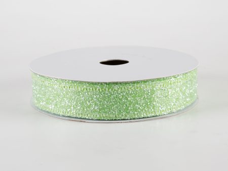 7 8  Candy Glittered Satin Ribbon: Lime Green (10 Yards) Cheap