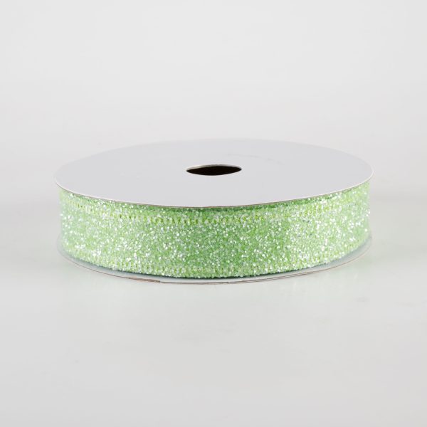 7 8  Candy Glittered Satin Ribbon: Lime Green (10 Yards) Cheap