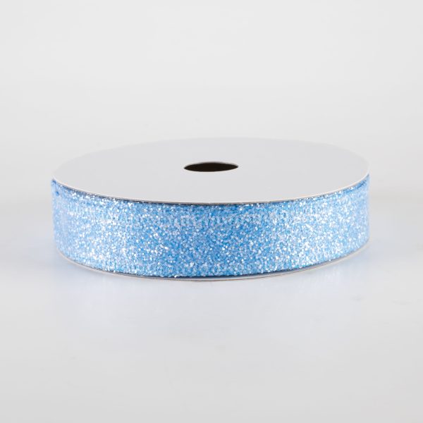 7 8  Candy Glittered Satin Ribbon: Turquoise Blue (10 Yards) Online now