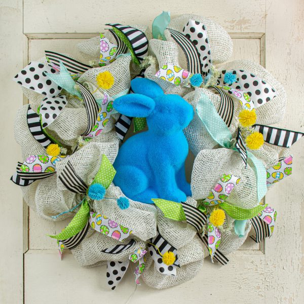 10  Flocked Sitting Rabbit: Bright Blue Supply