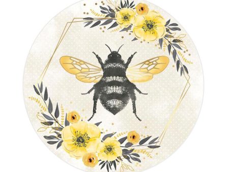 8  Metal Sign: Gold Foil Bee with Florals on Sale