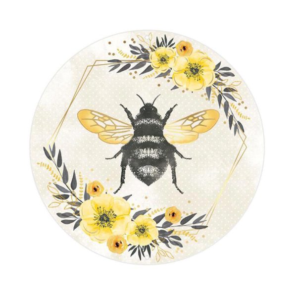 8  Metal Sign: Gold Foil Bee with Florals on Sale