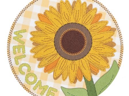 9.4  Round Waterproof Sign: Cross Stitch Fabric Sunflower Hot on Sale