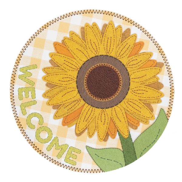 9.4  Round Waterproof Sign: Cross Stitch Fabric Sunflower Hot on Sale