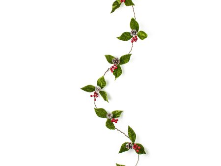 4  Velvet American Holly & Pinecone String Online now