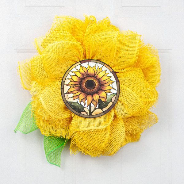 8.5  Round Waterproof Accent: Stained Glass Sunflower Online Sale