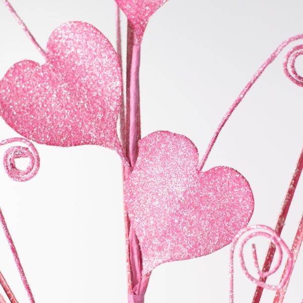 22  Glittered Hearts Spiral Spray: Pink Fashion