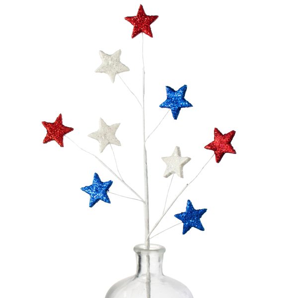 23  Glittered Star Spray: Red, White & Blue Online Sale