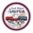 9.4  Round Waterproof Sign: God Bless America Old Truck Fashion