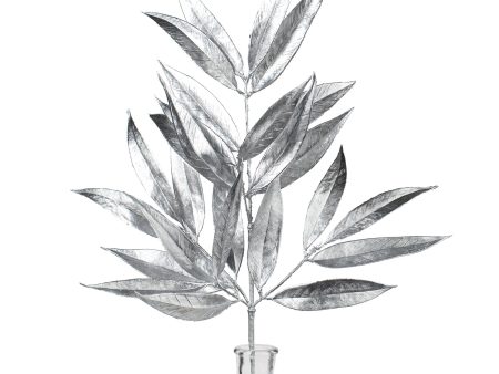 23  Metallic White Willow Leaf Spray: Silver Hot on Sale