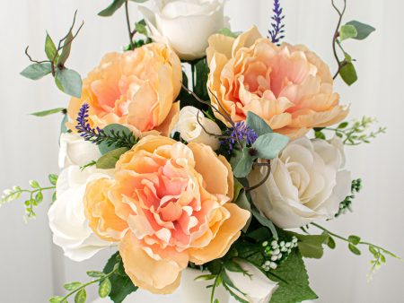 17  Rose, Peony, Lavender Bush: Peach & White Sale